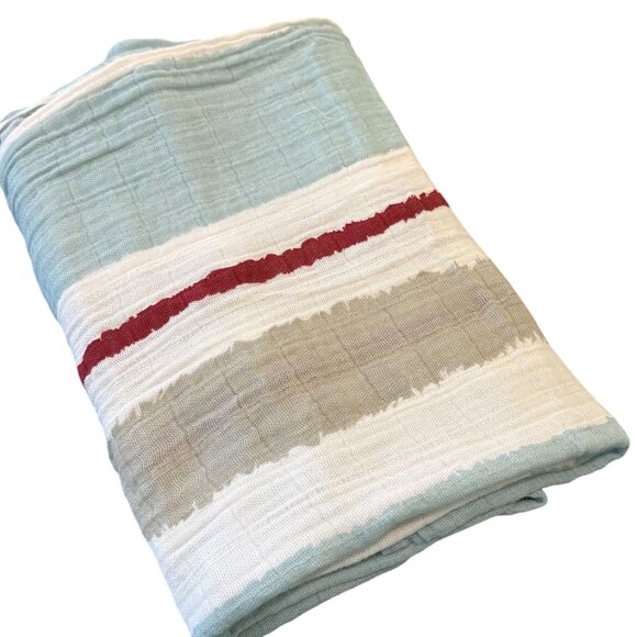 ADEN AND ANAIS Swaddle Muslin 100% Cotton Blanket Unisex Neutral Stripe - Picture 1 of 2